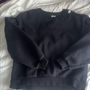 Zara Black Sweatshirt with Embellished Shoulder